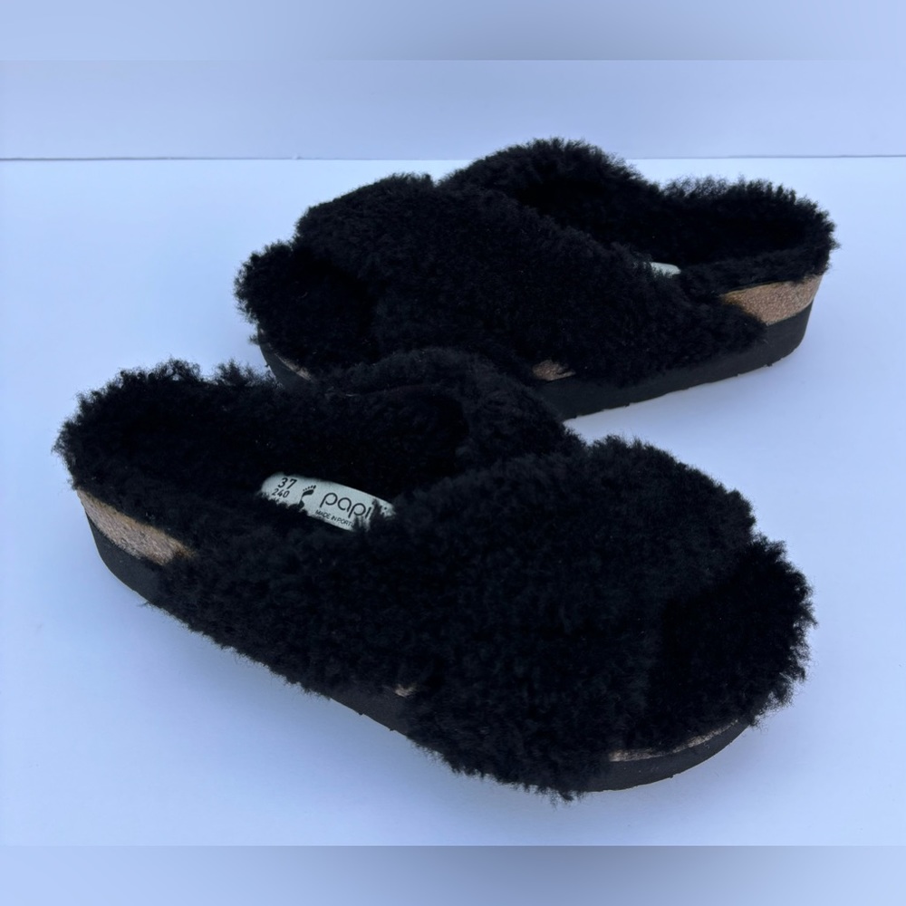 Birkenstock Papillio Daytona Genuine Shearling Black Sandals